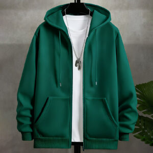 Solid Color Zip-Up Hoodie