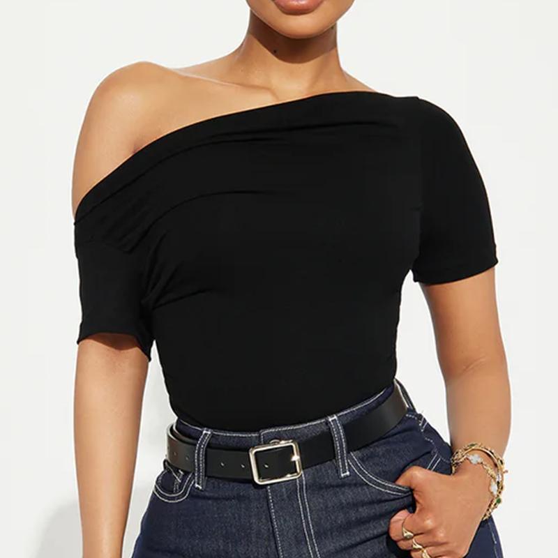 Off-Shoulder Short Sleeve Shirt